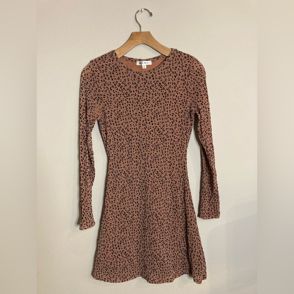 Wild Honey Leopard Print Skater Dress